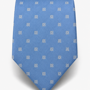 Cravatta classica jacquard azzurro cielo con micro motivo floreale bianco - Cravattificio Italiano
